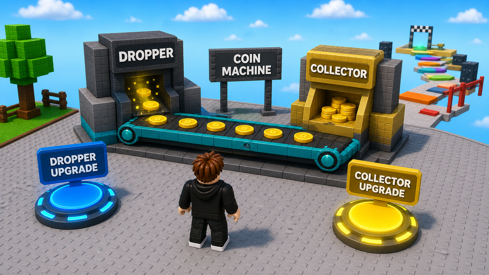 Tycoon coin machine with upgrade pads