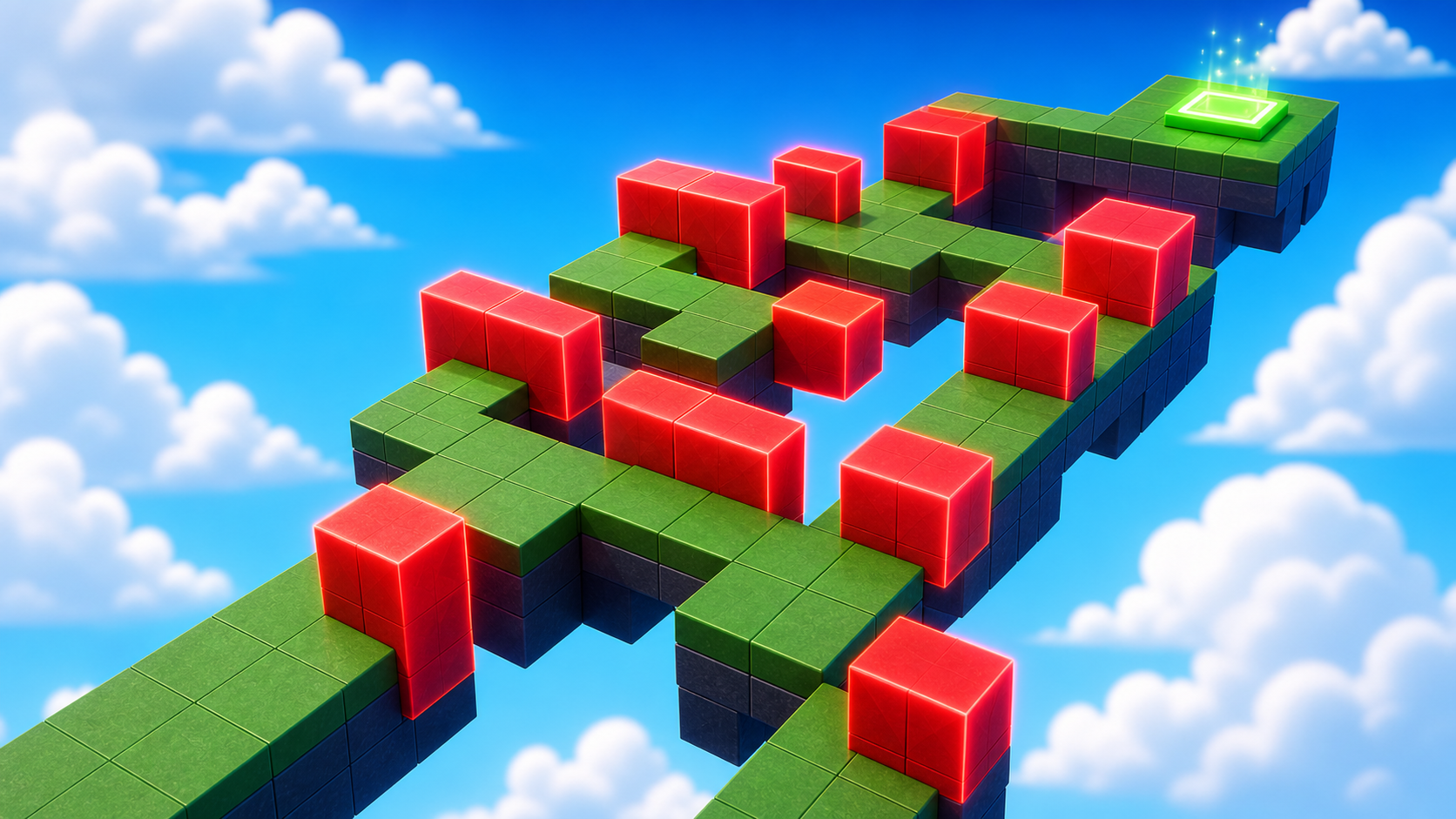 A wide path with three red KillBricks