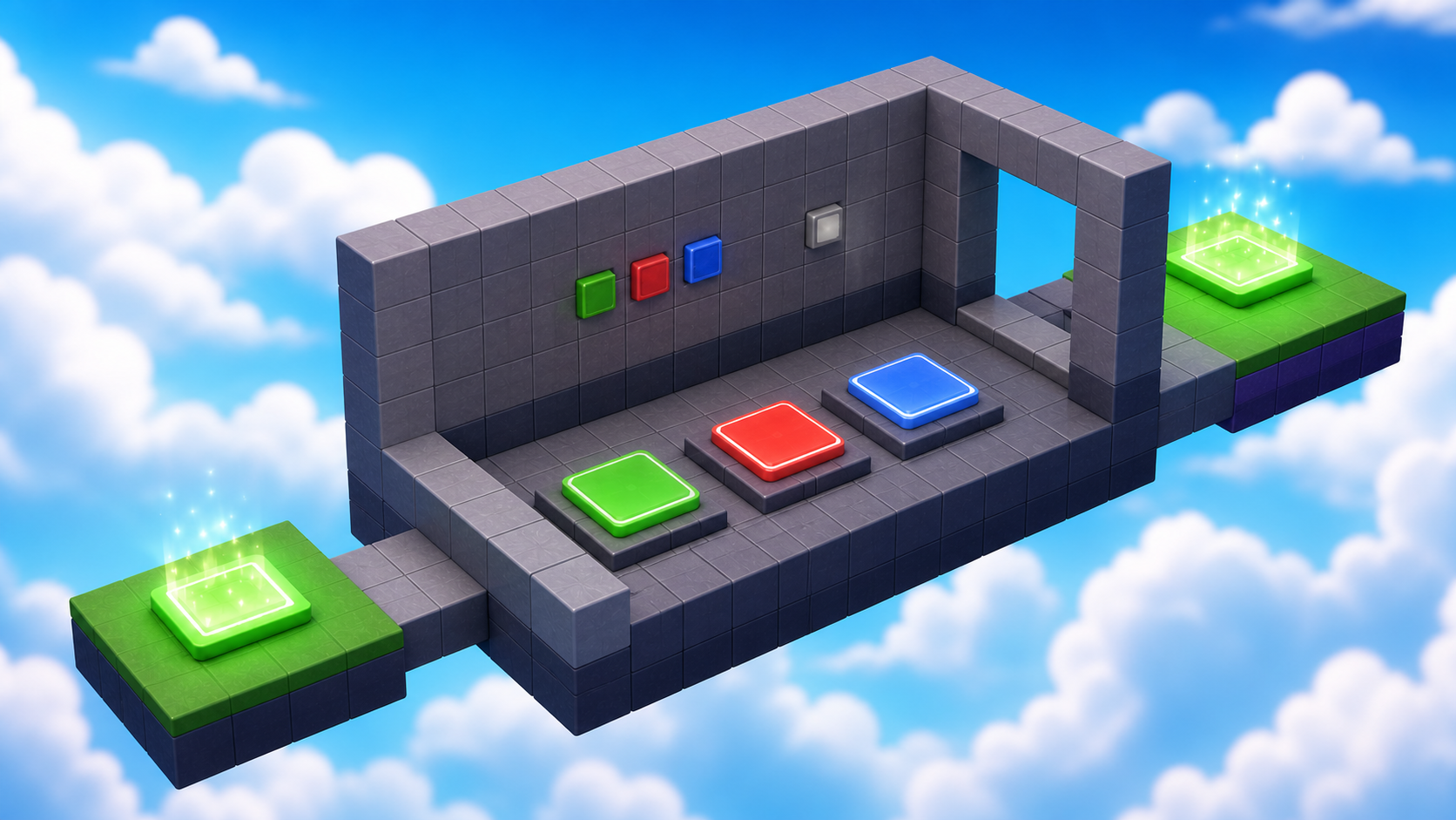 A finished Roblox obby with a code lock and launch checkpoint
