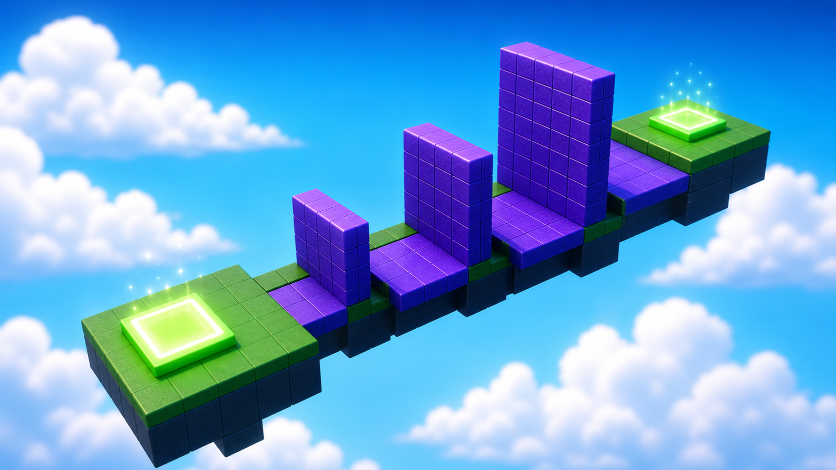 Preview the first checkpoint climb: three rising wall blocks leading players to Stage 2.