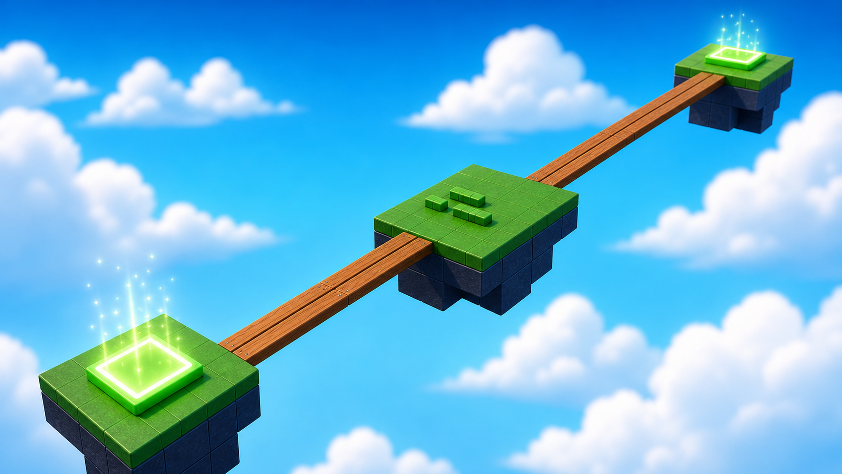 Preview the narrow plank bridge with a rest platform before the next checkpoint.