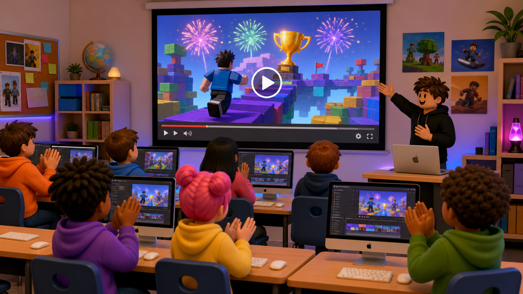 Preview the finale: post to the camp channel, premiere on the big screen, and take home your link.